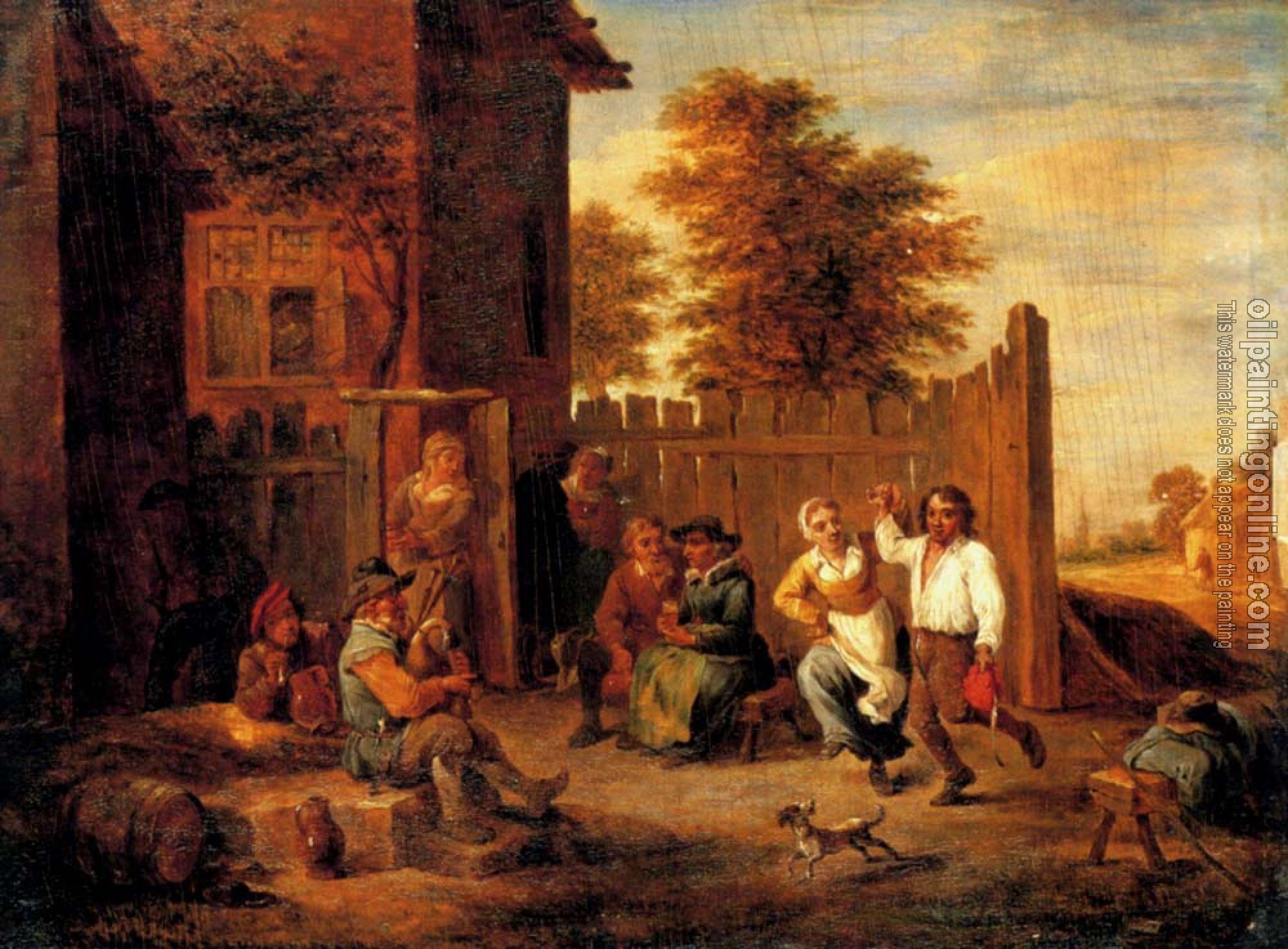 David Teniers the Younger - Peasants Merrymaking Outside An Inn